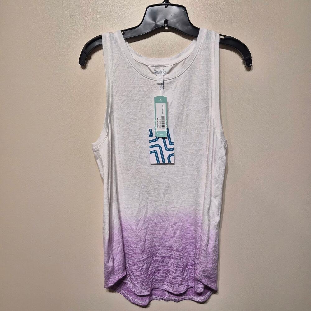 Market & Spruce Medium Rex Knit Tank Top Light Purple and White NWT